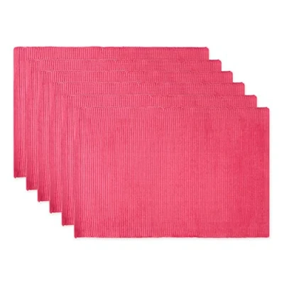 Afbeelding van DII Basic Everyday geribbeld tafelblad 100% katoen, placemat set, 13x19, flamingo, 6 delig