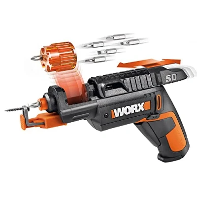 Afbeelding van Worx WX255 accuschroevendraaier met automatische wisseling van de bit magazijn &amp; optionele schroefhouder voor snel, moeiteloos schroeven 4V schroevendraaier Li Ion accu incl. 5 bits 1 voorboor