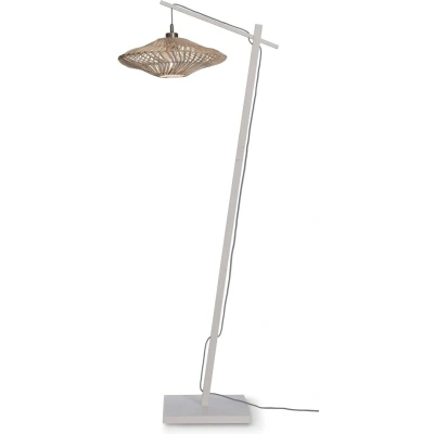 Afbeelding van Good&amp;Mojo Vloerlamp Zanzibar Bamboe Rotan Small Wit 63x40x150cm