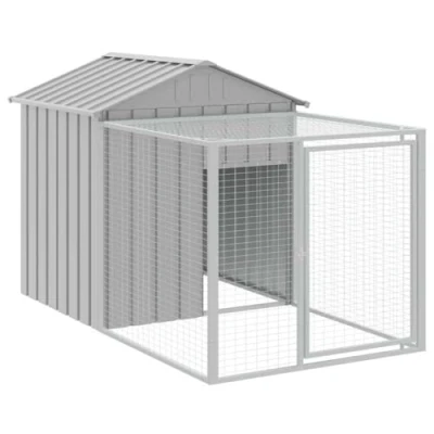 Afbeelding van vidaXL Kippenhok met ren 117x201x123 cm gegalvaniseerd staal grijs