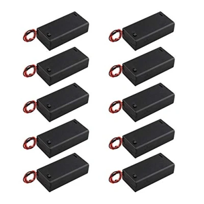 Afbeelding van HALJIA 10 Stks 3 V AA 2 x 1.5 Batterij Houder Case Plastic Opbergdoos met Cover ON/OFF Schakelaar Draad Leads