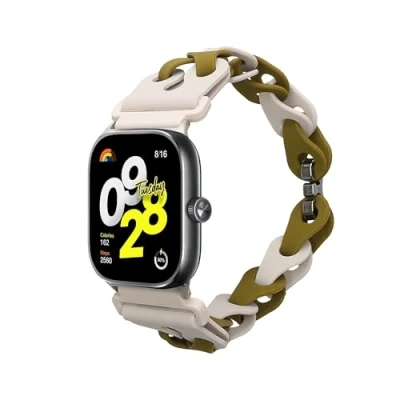 Afbeelding van kwmobile horlogebandje geschikt voor Xiaomi Redmi Watch 4 / Band 8 Pro armband Siliconen horloge of activity tracker bandje Smartwatch polsband In beige groen