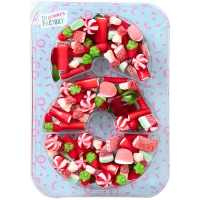 Afbeelding van Snoep Verjaardag Kind Nº8 Candy Snoeptaart Lekker en Perfect Voor Verjaardagen, Kindersnacks Feestdecoraties Zure Snoepbox Ideaal als Cadeau 500g