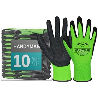 Afbeelding van ACE Handyman Werkhandschoenen Beschermende handschoenen voor het werk EN 388 Maat 08/M (Pak van 10)