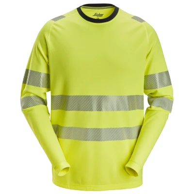 Afbeelding van Snickers 2431 High Vis Klasse 2/3 T shirt met Lange Mouwen Geel, Visbility/