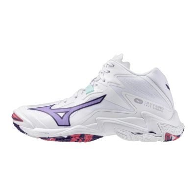 Afbeelding van Mizuno WAVE LIGHTNING Z8 MID Volleybalschoenen Wit/VioletIndigo/CamelliaRos Dames Maat 40