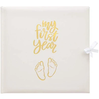 Afbeelding van Baby&#039;s My First Year Record Logboek ter herdenking van geboorte door hun eerste jaar op aarde wit