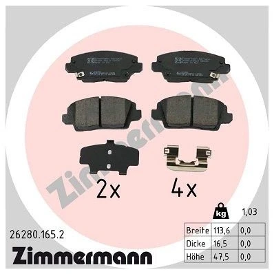 Afbeelding van Remblokkenset, schijfrem ZIMMERMANN 26280.165.2