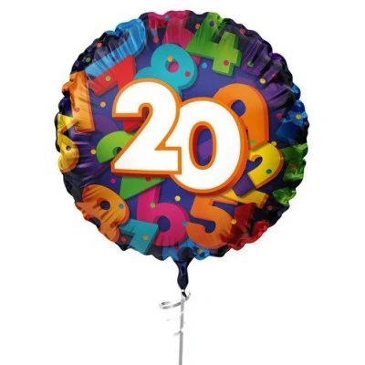 Afbeelding van Folieballon Cijfers 20 jaar 45 cm Helium en Luchtvulling