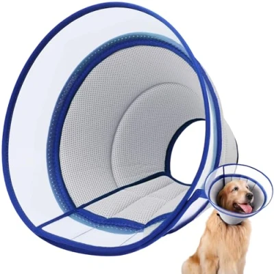 Afbeelding van Zachte hondenkegelhalsband voor honden na operatie, borsthalsbanden en katten, e halsbanden honden, verstelbare herstelhalsband beschermende kegel voorkomt
