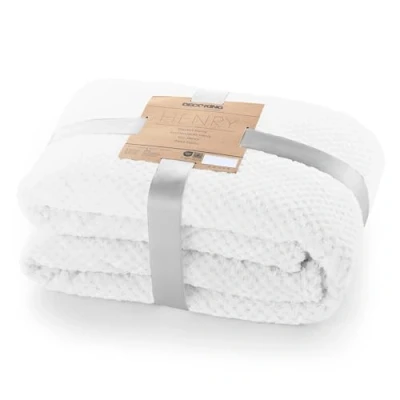 Afbeelding van DecoKing Henry knuffeldeken van 150 x 200 cm, wit, deken, microvezel, woondeken, sprei, fleece, zacht, behaaglijk, Scandinavische stijl