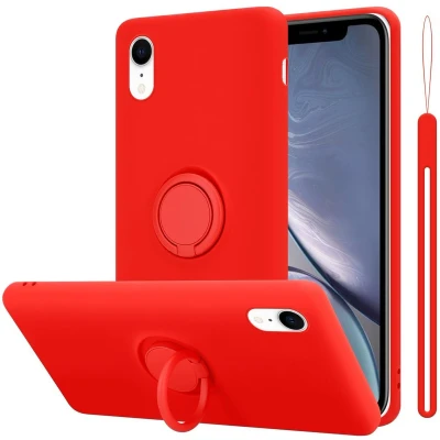 Afbeelding van Cadorabo Hoesje geschikt voor Apple iPhone XR in LIQUID ROOD Beschermhoes van TPU silicone Case Cover met ring