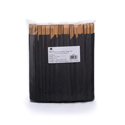 Afbeelding van 100 paar bamboe eetstokjes verkoold 24 cm duurzaam afzonderlijk verpakt Japanse hashi Ohashi (1 verpakking)