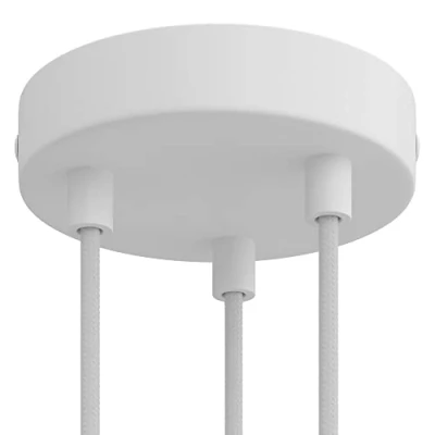 Afbeelding van creative cables Cilinderrozet van metaal met 3 gaten cilindrisch, mat wit