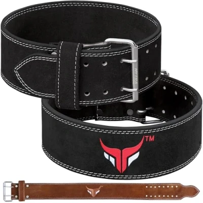 Afbeelding van Mytra Fusion power gewichtheffen riem L4 gewicht training lederen riemen voor squats workout (Large, Black)