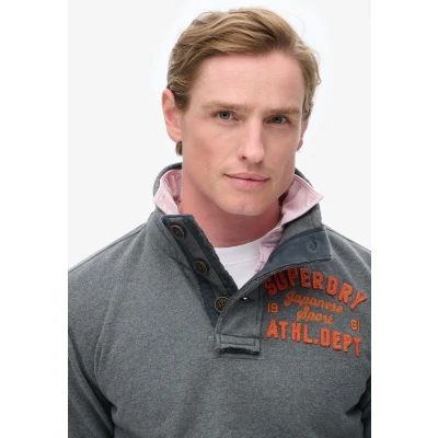 Afbeelding van Superdry Mannen Vintage Athletic Sweatshirt met Halve Knoopsluiting Donkergrijs Grootte: Xxxl
