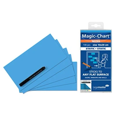 Afbeelding van Legamaster Magic Chart Notes statisch zelfklevend wit 10x20cm afwisbaar en herschrijfbaar incl. 1 bordmarker 100 vellen