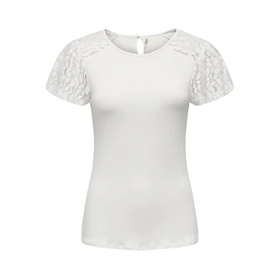 Afbeelding van ONLY MIT Kurzen ÄRMELN Blouse, Dames, Maat: Large, Cloud dancer