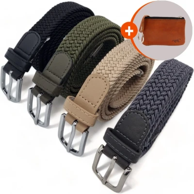 Afbeelding van Safekeepers elastische riemen dames riem Elastieke Zwart, groen, grijs en beige