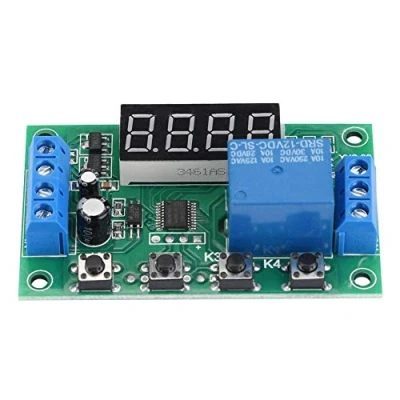 Afbeelding van Tijdvertragingsmodule, led display, instelbare tijdrelais automatiseringsregelschakelaar module (12 V)