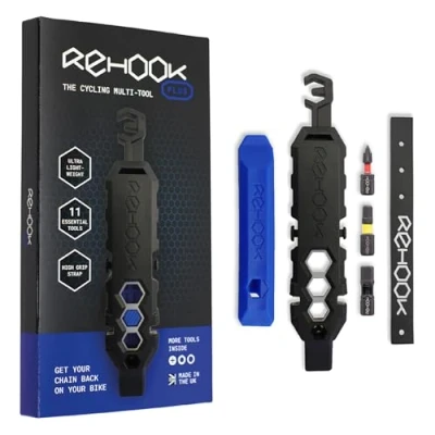 Afbeelding van Rehook Plus Lichtgewicht multitool voor fietsers. Inclusief bandenlichters, spaaksleutels, kettinggereedschapskop, moersleutel, Hex, schroevendraaier