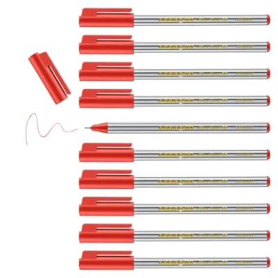 Afbeelding van edding 89 fineliner rood 10 stiften extra fijne ronde punt 0,3 mm viltstift voor fijn en precies schrijven, accentueren, tekenen kantoor, school thuis