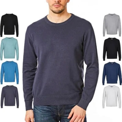 Afbeelding van Castle Point Maglione Pullover da Uomo 100% katoen, girocollo/scollo a V, marineblauw, L
