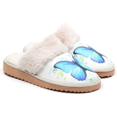 Afbeelding van GOBY Blue Butterfly Clogs Slippers Hoge kwaliteit Handmade Maat 42