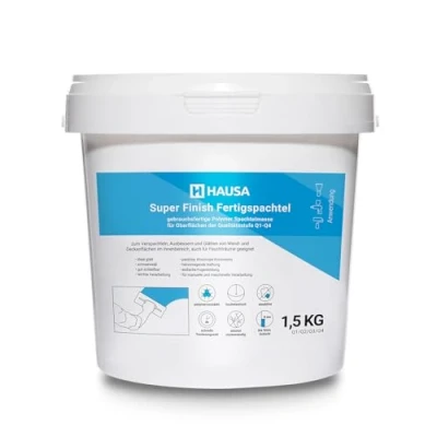 Afbeelding van HAUSA Kant en klare spatel Super Finish fijnpleisterwerk wit 1,5 kg Q1/Q2/Q3/Q4 plamuurgips gipspatel fijne massa glad oppervlak gevuld