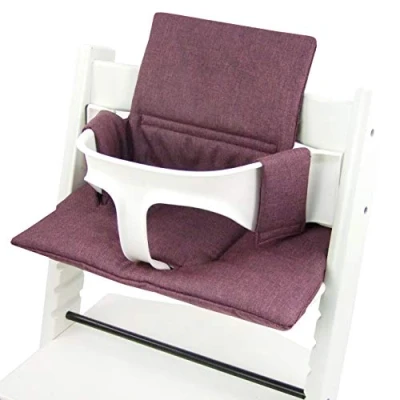 Afbeelding van Bambiniwelt Reserveovertrek, overtrek, zitkussen, kussenset, stoelverkleiner, compatibel met STOKKE Tripp Trapp voor hoge stoel, kinderstoel, ORG. MELIERT (gemêleerd bordeaux ORG.)