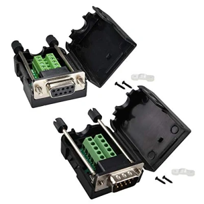 Afbeelding van Futheda DB9 RS232 D SUB Vrouwelijke en Mannelijke Adapter 9 pins 2 rijige Seriële Poort Breakout Board naar Terminal Connector Signaal Module Soldeervrij (Mannelijke met Case x1, x1)