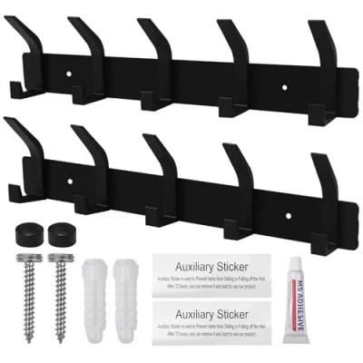 Afbeelding van Chiluxendo Wandgarderobe (2 stuks), moderne kleerhangers, wandgarderobe, zelfklevend ontwerp, haken voor jassen, mantels, hoeden, sjaals