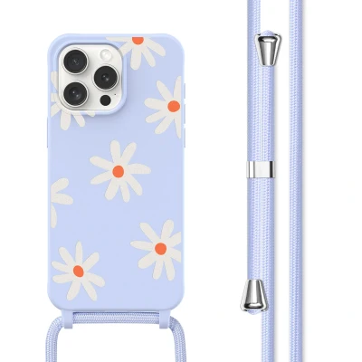 Afbeelding van Apple iPhone 15 Pro Hoesje Siliconen en TPU (zacht) imoshion Softcase/Koordhoesje/Backcover Lila Flower Distance Telefoonhoesje