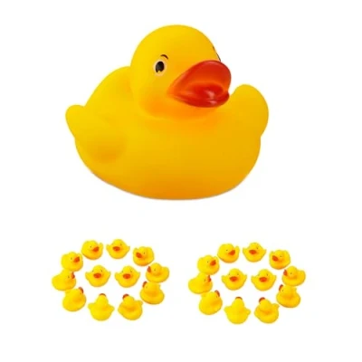Afbeelding van Relaxdays badeentjes speelgoed set van 25 mini klein geel