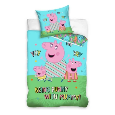 Afbeelding van Peppa Pig Dekbedovertrek Being Funny With Mummy 140 x 200 cm katoen