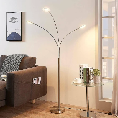 Afbeelding van Lindby LED vloerlamp 31 lichts metaal, glas H: 167.5 cm mat nikkel, wit Inclusief lichtbronnen