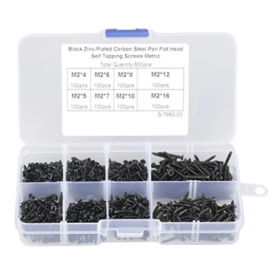 Afbeelding van 800 Stuks Zelftappende Schroeven M2 Koolstofstaal Kit Platte Phillips Set