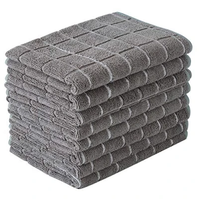Afbeelding van Microvezel theedoeken zacht, super absorberend en pluisvrij, keukenhanddoeken 8 stuks (groen met rasterpatroon), 66 x 45,7 cm