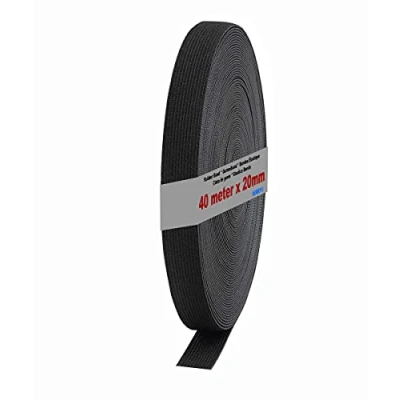 Afbeelding van HIMRY 40 m x 20 mm Rubberen Band voor Naaien, Plat Elastische van Polyester en Rubber, Zwart Kleur, KXB5005 black