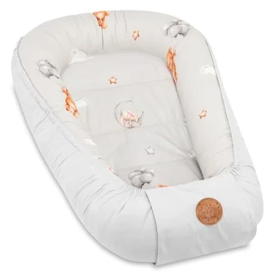 Afbeelding van babynest cocon newborn 90 x 50 cm Handgemaakt knuffelnest gemaakt van katoenen teddyberen