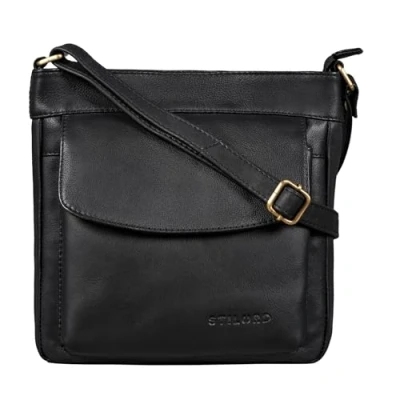 Afbeelding van STILORD &#039;Melina&#039; Vintage Damestasje Leder Kleine Zak Vrouwen Schoudertas voor Dames Elegante Handtas Partij Disco Vrije tijd Avondtassen Leren, Kleur:zwart