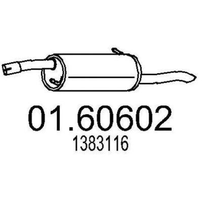Afbeelding van MTS 01.60602 Einddemper 960mm FORD: Fusion Station Wagon (JU2) 1.4, 1.25, 1.4 LPG 2002 2012