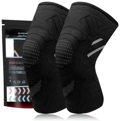Afbeelding van YOLONCE 2 stuks kniesteunen voor heren en dames, orthopedische kniebandage, ondersteuning bij artritis, gewrichtspijn, kniebandage sport, zwart, XL