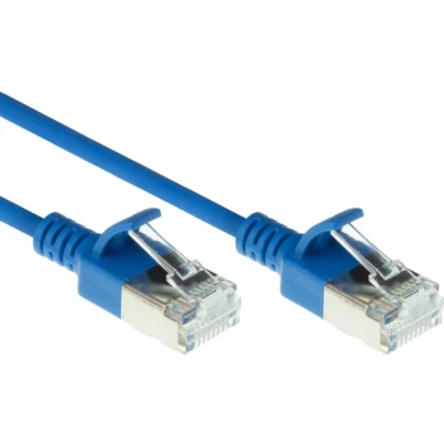 Afbeelding van ACT DC7603 LSZH U/FTP CAT6A Datacenter Slimline Patchkabel Snagless RJ45 Connectoren Blauw 3 meter