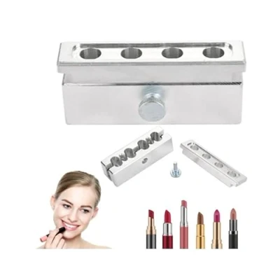 Afbeelding van doe het zelf lippenstiftvorm, lippenbalsem maken, gereedschapsset, 4 holtes aluminiumlegering, maker tool voor lippenstift (enkel gebruik)