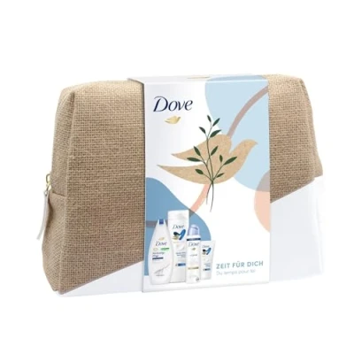 Afbeelding van Dove Cadeauset tijd voor jou, geschenkdoos met douchegel, deodorant, bodymilk, handcrème en toilettas (250 ml + 150 400 75 ml) 1 stuk, 1.067 liter