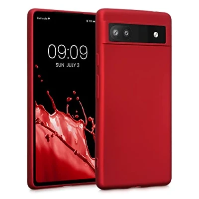 Afbeelding van kwmobile telefoonhoesje geschikt voor Google Pixel 6a Hoesje smartphone Back cover in metallic donkerrood