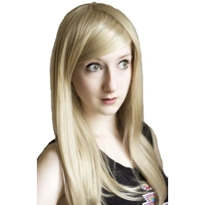 Afbeelding van prettyland C025 lange pruik 60cm vol volume party glad recht medium licht zandblond