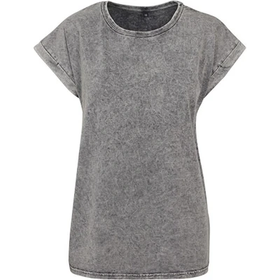 Afbeelding van Damesshirt &#039;Washed Extended Shoulder T&#039; Grey Black XL