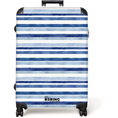 Afbeelding van NoBoringSuitcases.com® Koffer groot Reiskoffer lichtgewicht Strepen patroon blauw Rolkoffer met 4 wielen Grote trolley XL 98 liter bagage